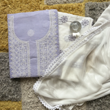Pure Cotton Hand-Embroidered 3-Piece Unstitched Suit Set