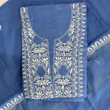 Mul Chanderi Hand-Embroidered 2-Piece Unstitched Suit Set