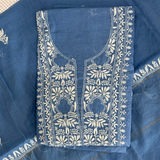 Mul Chanderi Hand-Embroidered 2-Piece Unstitched Suit Set