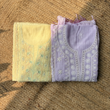 Pure Mul Semi-Stitched 2-Piece Hand-Embroidered Suit Set