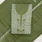 Mul Chanderi Hand-Embroidered 2-Piece Unstitched Suit Set