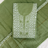 Mul Chanderi Hand-Embroidered 2-Piece Unstitched Suit Set