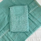Mul Chanderi Hand-Embroidered 2-Piece Unstitched Suit Set