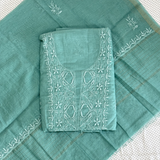 Mul Chanderi Hand-Embroidered 2-Piece Unstitched Suit Set