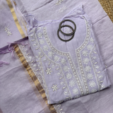 Pure Mul Semi-Stitched 2-Piece Hand-Embroidered Suit Set