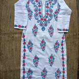 Women's Linen Floral Embroidered Cotton Kurtis