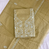 Mul Chanderi Hand-Embroidered 2-Piece Unstitched Suit Set