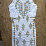 Women's Linen Floral Embroidered Cotton Kurtis