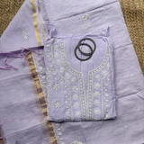 Pure Mul Semi-Stitched 2-Piece Hand-Embroidered Suit Set