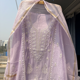 Pure Mul Semi-Stitched 2-Piece Hand-Embroidered Suit Set