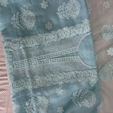 Semi Organza Hand-Embroidered 2-Piece Unstitched Suit Set