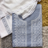 Pure Cotton Hand-Embroidered 3-Piece Unstitched Suit Set