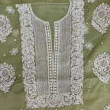 Semi Organza Hand-Embroidered 2-Piece Unstitched Suit Set