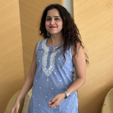 Denim Sleeveless Hand-Embroidered Short Kurti
