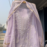Pure Mul Semi-Stitched 2-Piece Hand-Embroidered Suit Set