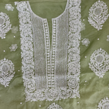 Semi Organza Hand-Embroidered 2-Piece Unstitched Suit Set