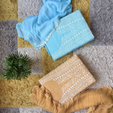 Pure Cotton Tone-on-Tone Hand-Embroidered 3-Piece Unstitched Suit Set