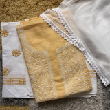 Pure Cotton Hand-Embroidered 3-Piece Unstitched Suit Set