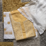 Pure Cotton Hand-Embroidered 3-Piece Unstitched Suit Set