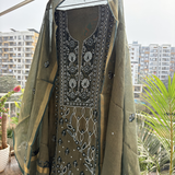 Golden Zari Tissue Hand-Embroidered 2-Piece Unstitched Suit Set