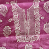 Semi Organza Hand-Embroidered 2-Piece Unstitched Suit Set