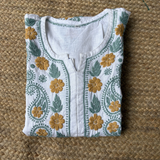 Women's Linen Floral Embroidered Cotton Kurtis