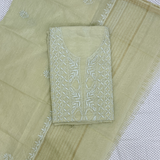 Mul Chanderi Hand-Embroidered 2-Piece Unstitched Suit Set