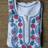 Women's Linen Floral Embroidered Cotton Kurtis
