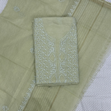 Mul Chanderi Hand-Embroidered 2-Piece Unstitched Suit Set
