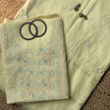 Pure Mul Semi-Stitched 2-Piece Hand-Embroidered Suit Set