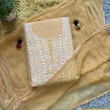 Pure Cotton Tone-on-Tone Hand-Embroidered 3-Piece Unstitched Suit Set