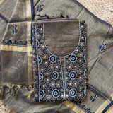 Golden Zari Tissue Hand-Embroidered 2-Piece Unstitched Suit Set