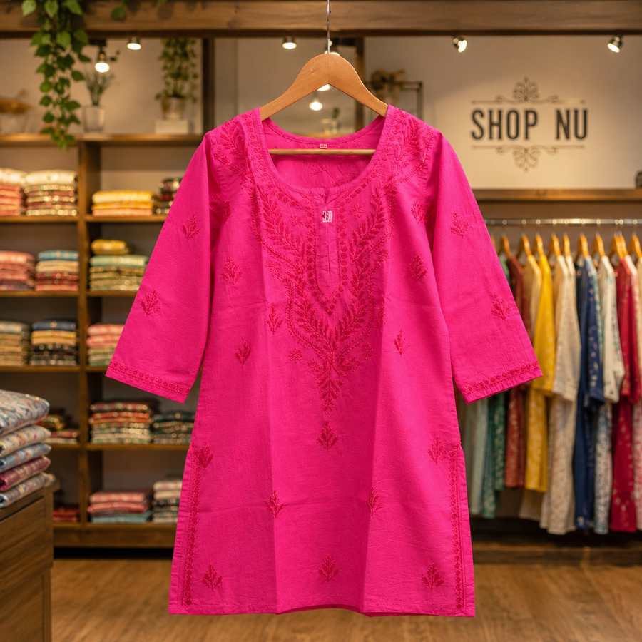 Short Cotton Chikankari Kurti