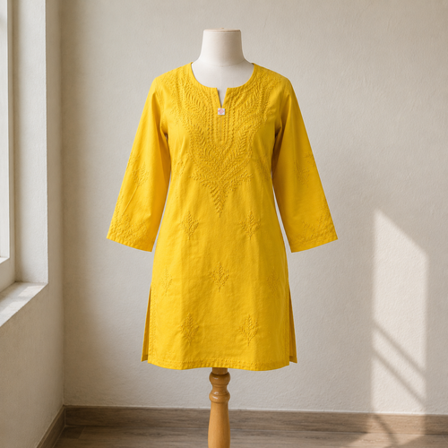 Short Cotton Chikankari Kurti