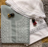 Pure Cotton Hand-Embroidered 3-Piece Unstitched Suit Set