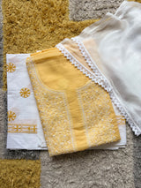 Pure Cotton Hand-Embroidered 3-Piece Unstitched Suit Set