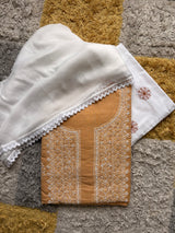 Pure Cotton Hand-Embroidered 3-Piece Unstitched Suit Set