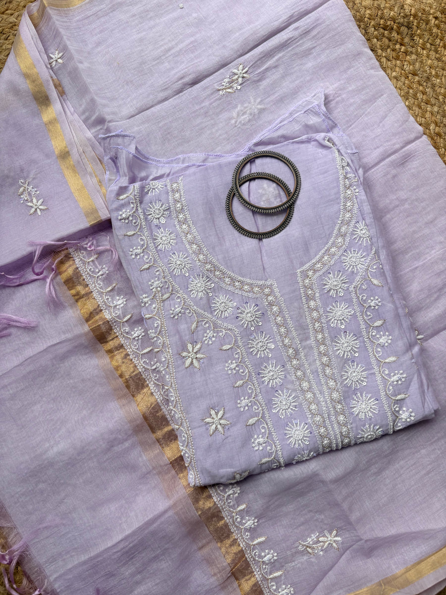 Mul Chanderi Semi Stitched