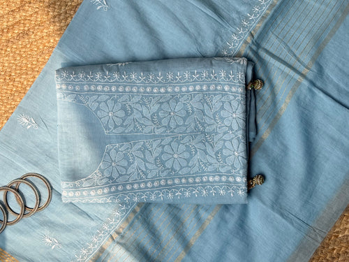 Pure Mul Unstitched 2 pc Suit Set with handmade Jaali
