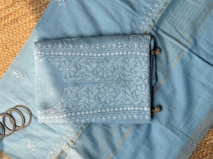 Pure Mul Unstitched 2 pc Suit Set with handmade Jaali
