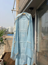 Pure Mul Unstitched 2 pc Suit Set with handmade Jaali