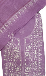 Mul Chanderi Hand-Embroidered 2-Piece Unstitched Suit Set