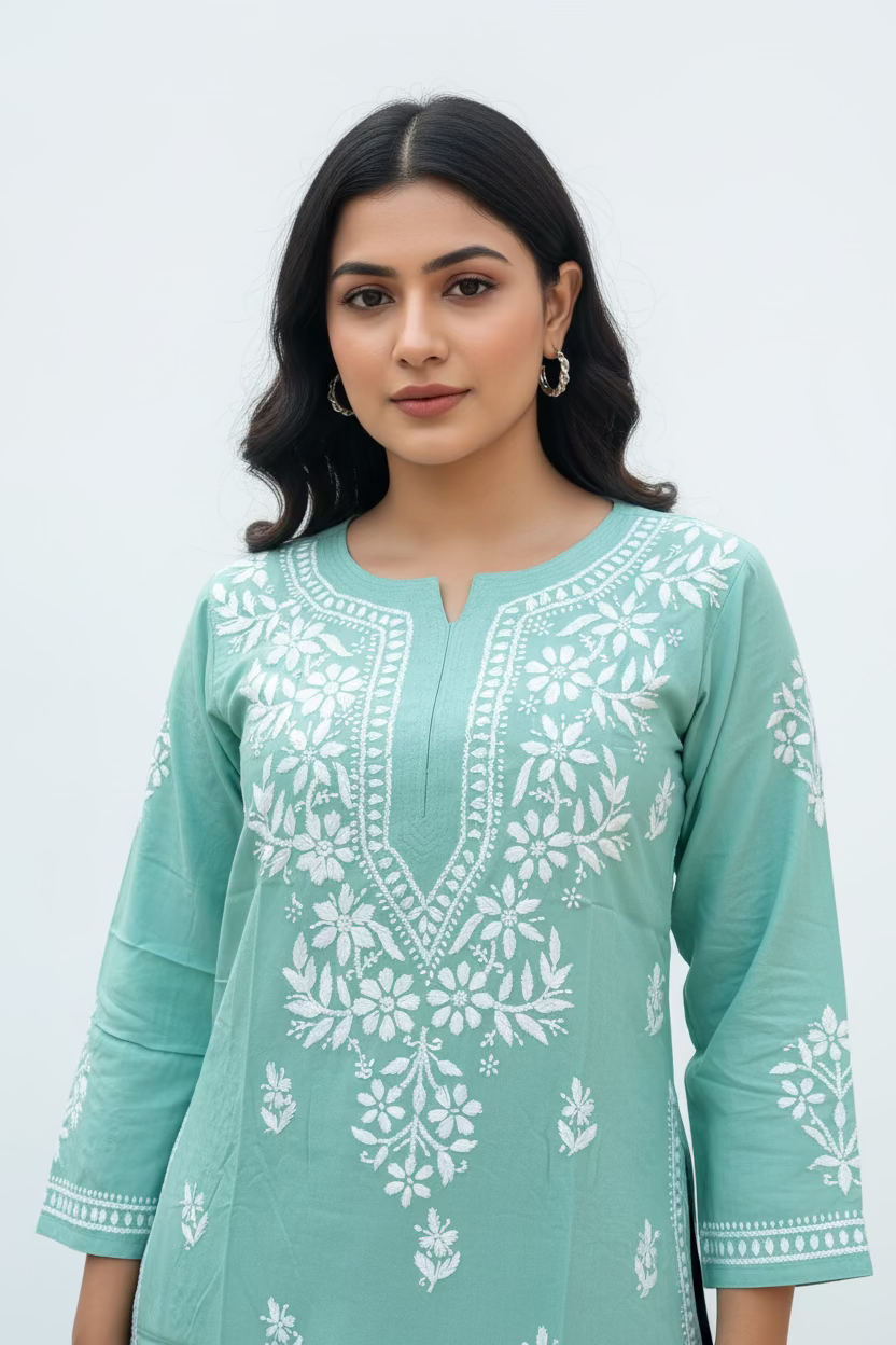 Women's Rayon Hand embroidered Chikankari Kurta
