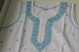Denim Sleeveless Hand-Embroidered Short Kurti