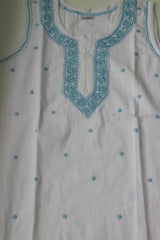 Denim Sleeveless Hand-Embroidered Short Kurti