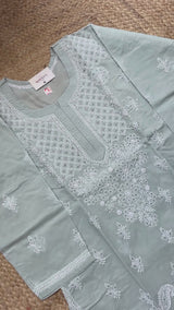 Cotton Hand-Embroidered Kurti with Mukeish Work