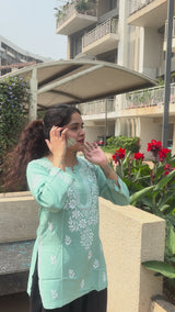 Women's Rayon Hand embroidered Chikankari Kurta